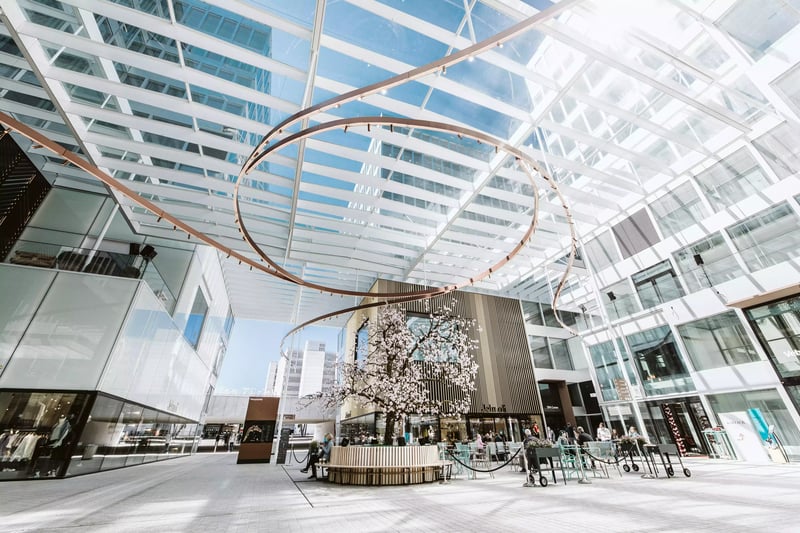 luxury shopping mall with glass roof 