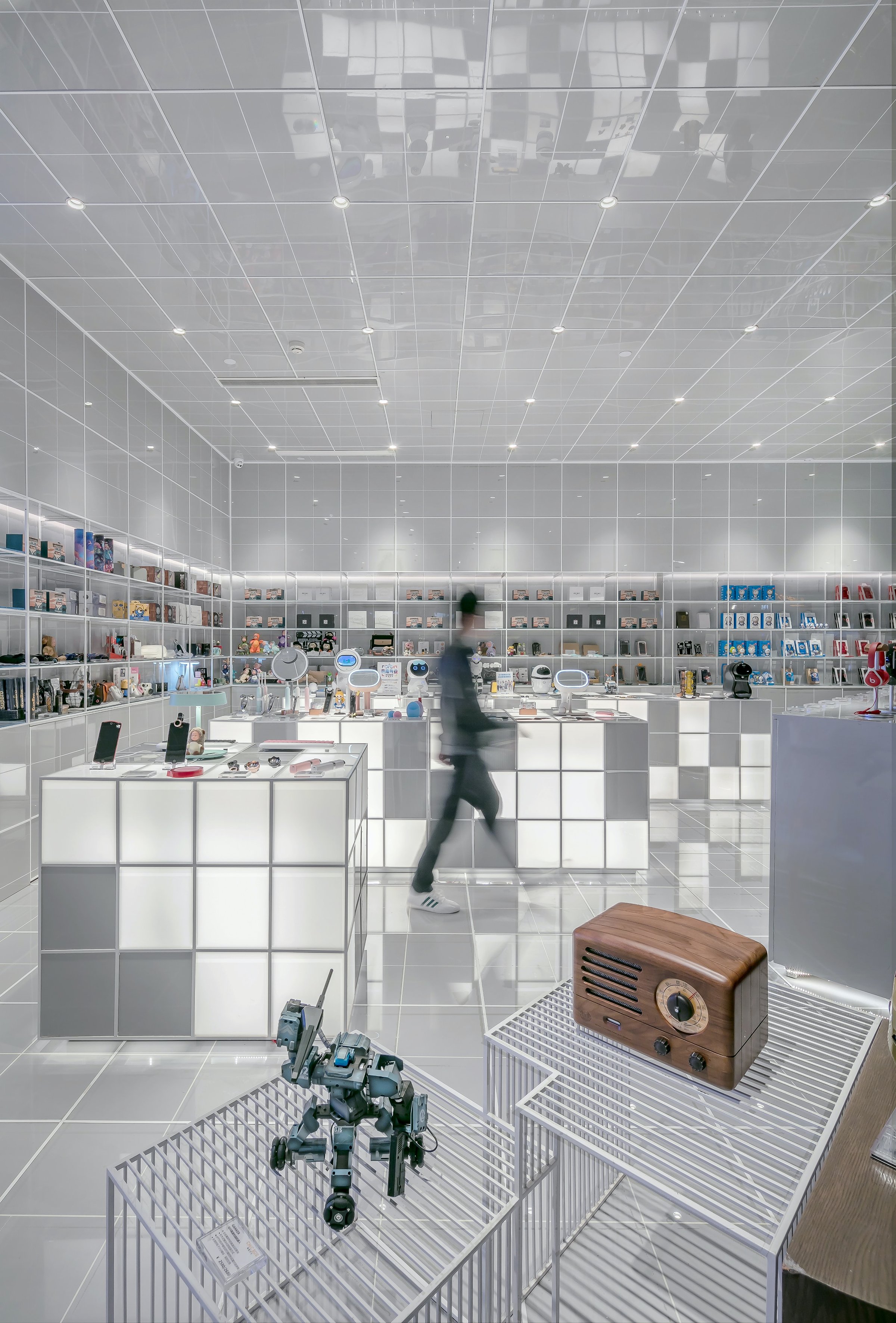 man walking in a retail store